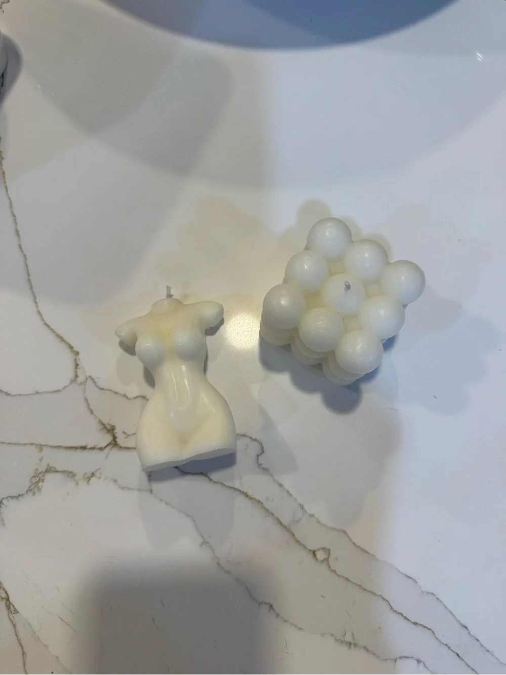 Elegant White Body Sculpture & Bubble Cube Decorative Candles